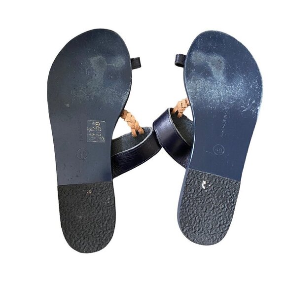 Ancient Greek Sandals Melpomeni Toe Loop Braided Blue Gold Leather Size 40 US 10 - Picture 7 of 9